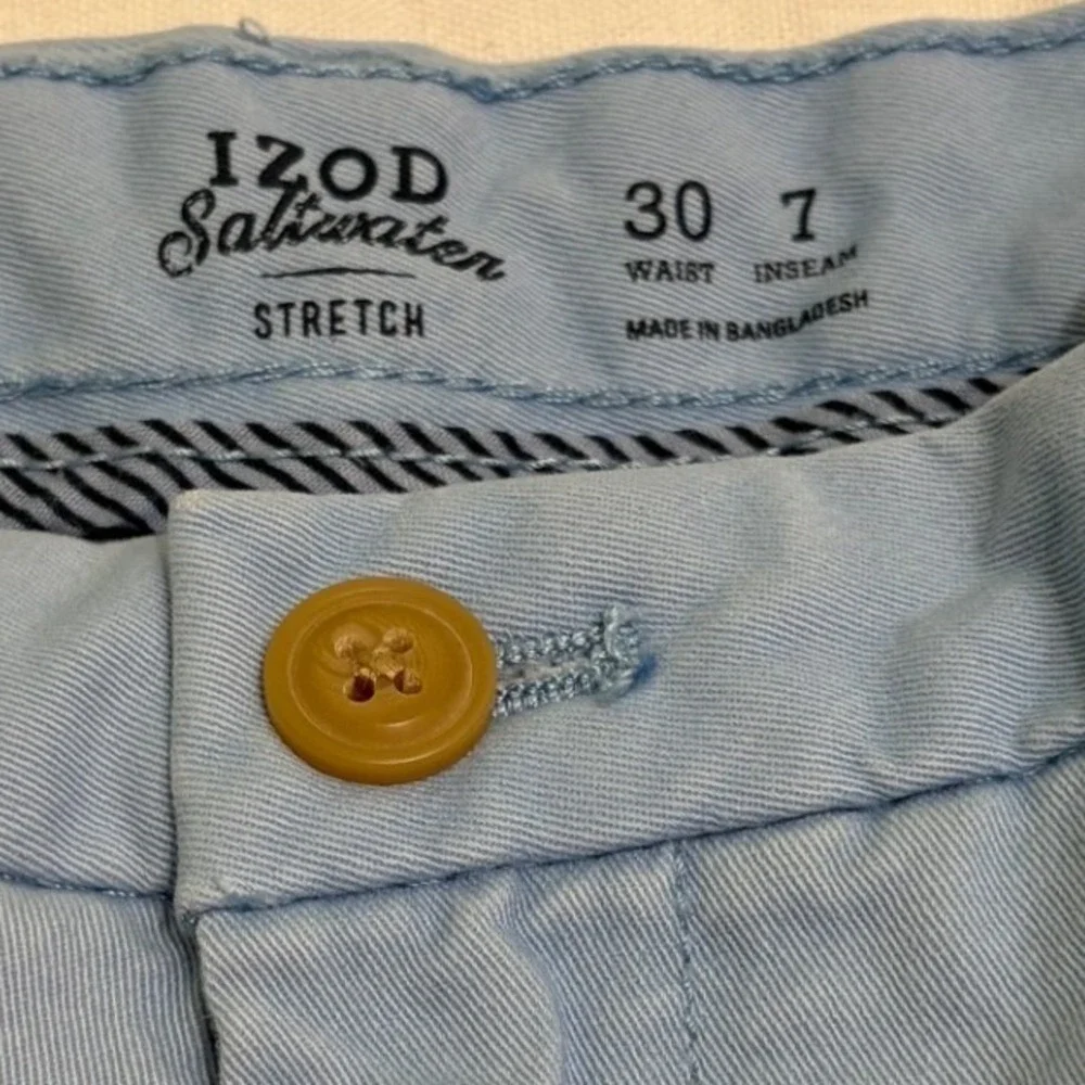 IZOD Saltwater Stretch Men's Blue Chino Flat Front Casual Summer Preppy‎ 30W
